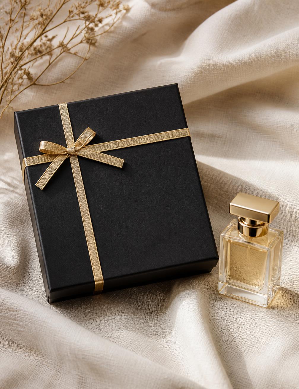 Coffret de presente da BC com fita champagne